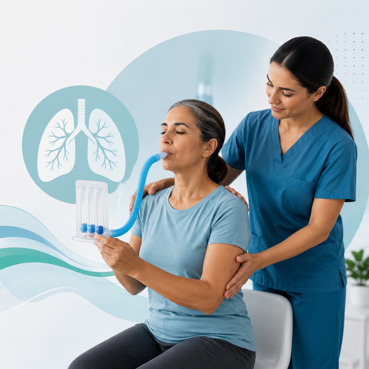 Sesión de terapia respiratoria en CERMI